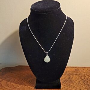 Green Moonstone Pendant On Sterling Chain